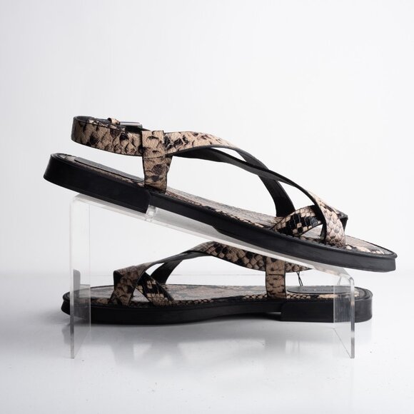 Massimo Dutti Womens Leather Strappy Sandals Animal print Flats US 11 EU 42 New - Picture 3 of 8